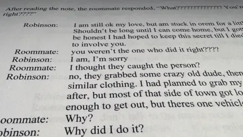 Detailed Message Log Between Charlie Kirk Accused and Roommate